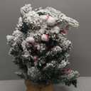 ININ 2FT Prelit Mini Christmas Snow Flocked Tree,Tabletop Artificial Christmas Tree with LED Lights, Small Xmas Pine Tree with Cloth Bag Base for Christmas Decor,12 Clusters Berry & 8 Pinecones