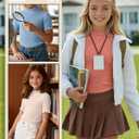 2 x 3 Pack Girls Shirts Short Sleeve Mock Turtleneck Cotton Cute Lettuce Trim Summer Tops 7-8Y Kids Clothes, (Mix Colors)