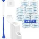 JEHONN Disposable Toilet Brush with 48 Wand Cleaner Refills, Wall Mounted Toilet Bowl Brush Holder Set, Bathroom Cleaning System for Sink Bathtub Wash Basin (Blue)