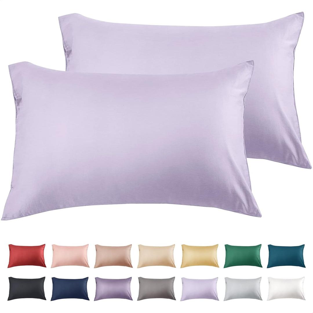 Warmstar Cotton Pillow Cases Standard Size Set of 2, 600 Thread Count Pillowcases 20x26 Inches, Soft Long Staple Cotton Pillowcases Breathable with Envelope Closure, Lavender