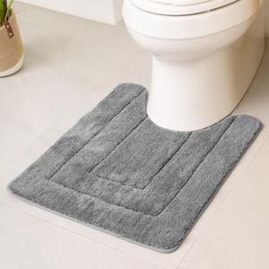 GRANNY SAYS U Shaped Toilet Mat, Bathroom Rugs Non Slip Washable, Absorbent Microfiber - Soft Plush Shaggy Bath Carpet, 20" x 24", Deep Gray (U-Shaped 20" x 24")