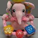 Baby Bilingual Musical Elephant Stuffed Animals Toys,Infant Early Learning Toy with Light-Up Music & Crinkle,Tummy Time Toys for 0 3 6 9 12+ Months for Baby Boy Girl Gift,Pink