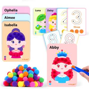 YPLUS Pom Poms Arts and Crafts Kit for Kids, Toddler Creativity Crafts Supplies - Preschool DIY Sensory Montessori Activities - Fine Motor Skills Toys for Kids, Boys and Girls Ages 3-5 4-6 4-8
