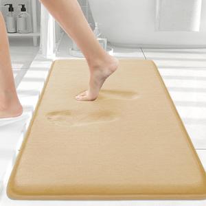 Smiry Memory Foam Bath Mat 24x16, Extra Soft and Absorbent Bathroom Mats, Non Slip Washable Carpet for Floor, Shower and Tub, Beige (24" x 16", Beige)