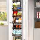 12.3" W Narrow Over the Door Pantry Organizer, 8-Tier Over the Door Organizer with Adjustable Basket, Pantry Door Organization for Pantry Kitchen Storage Room Spice Rack, Black