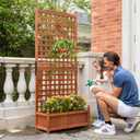 VIVOHOME Wood Planter Raised Garden Bed with Trellis 71 Inch Tall, Outdoor Garden Flower Standing Planter Box Privacy Screen Lattice Panels for Patio Deck Porch w/Drainage Holes(No Wheels)