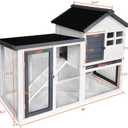 BIRASIL Wood Rabbit Hutch, Guinea Pig Cage with Pull Out Tray, 2 Levels Bunny House for Small Animals Outdoor Indoor (Gray, 48 Inch)