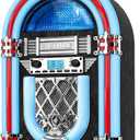 Victrola Redding Tabletop Bluetooth Jukebox with Built-In Speaker, 3.5mm Aux and RCA Output, Classic 50's Retro Design, Color-Changing LED Light, AM/FM Radio, Wireless Music Streaming