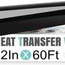 CAREGY Heat Transfer Vinyl Black Iron on Vinyl-12 x60Ft HTV Vinyl Roll Easy to Cut & Weed for Heat Vinyl Design