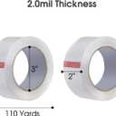 Pacific Mailer Clear Packing Tape, Packaging Tape for Shipping Packaging Moving Sealing 2 Inch Wide, 2.0mil Thickness, 110 Yard Per Roll, Total 1320 Yards [Pack of 12 Rolls]