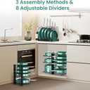Dailyart Pot and Pan Organizer for Under Cabinet Adjustable 8-Tier Pots and Pans Storage Organizer with 3 DIY Methods Pan Organizer Rack for Cabinet, Pan Organizers Inside Cabinet for Frying Pan, Lid