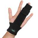 Trigger Finger Splint, Adjustable Two Finger Splint Full Hand and Wrist Brace Support, Metal Straightening Immobilizer Treatment for Sprains, Mallet Injury, Arthritis(S/M)