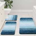 Arotive Bathroom Rugs Sets 2 Piece, Soft Absorbent Microfiber Bath Mats and U-Shaped Contour Toilet Rug, Non-Slip Machine Washable Dry Bath Mats for Bathroom, 24x16 and 24x20, Peacock Blue