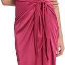 Donna Morgan Women's Donna Morgan Women's Dresses One Shoulder Faux Wrap Light Charmeuse Maxi with Tie Waist Occasion Event Party Guest of (Pink), Size 2