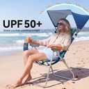 17" Tall Beach Chair with Canopy Shade,Support to 350LBS, Green Leaf