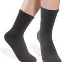 ZenBeya 100% Cotton Crew Socks for Women, Black Thin Ankle Tube Socks for Dress Trouser Clothes, Soft Hue Fashion Mid Calf Bootie Socks Size 5-9 Casual Breathable Winter Fall