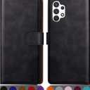 SUANPOT for Samsung Galaxy A32 5G Wallet case 【RFID Blocking】 Credit Card Holder,PU Leather Flip Folio Book Phone case Cover Women Men for Samsung A32 5G case Wallet (Black)