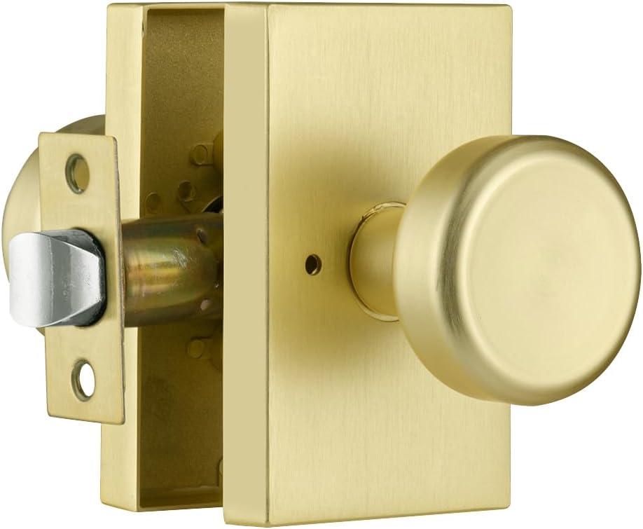 Gold Door Knobs Interior, Pismo Door Knob with Lock,Interior Door Handles for Bathroom & Bedroom