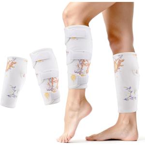 Organic Cotton Moisturizing Leg Wraps for Dry Cracked Skin Applying Oil/Lotion/Cream/Ointment, Hydrate Smoothe Soften Skin, Adjustable Castor Oil Packs Sleeve for Leg/Calf, Waterproof & Anti Oil Leak (Large-circumference: 15.8-18.2 Inch(40-47cm))