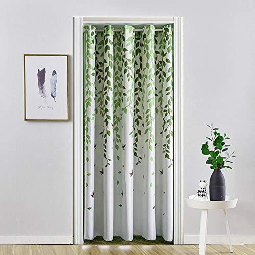 WPKIRA Grommet Top Blackout Curtains Birds Leaves Printed Doorway Curtain Room Darkening Thermal Insulated Blackout Curtains for Doors Spring Window Drapes 39x78 Inch 1 Panel