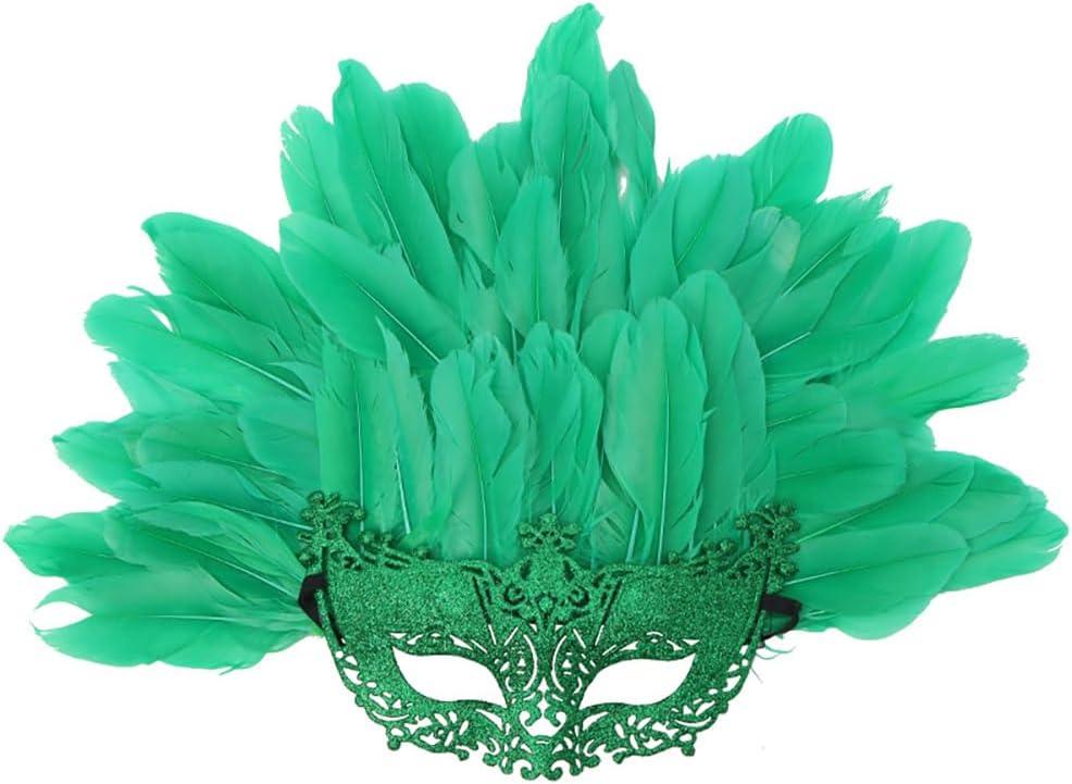 Gionforsy Carnival Headpieces Mask for Women Feather Headdress Mardi Gras Accessories 1920s Flapper Headband (One Size, Green)