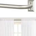 Nickel Wrap Around Curtain Rods:Blackout Heavy Duty Adjustable Window Curtain Rod Room Darkening,1Inch Modern Decorative Curved French Metal Single Drapery Rod Easy Install,Satin Nickel 48-90"