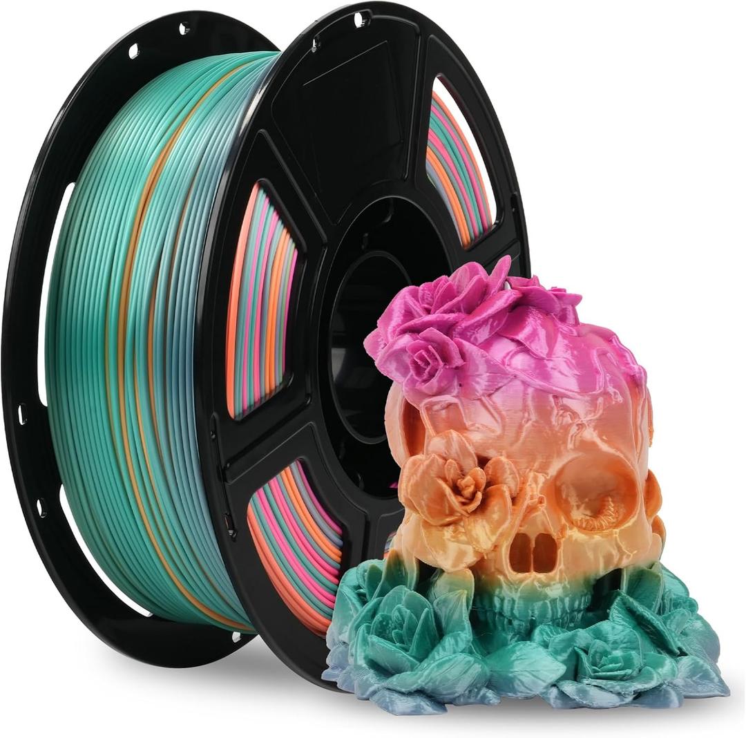 FLASHFORGE Silk PLA Filament 1.75mm Ranbow Candy, 3D Printer Filament 1kg (2.2lbs) Spool, Smooth and Silky Texture 3D Printing Filament, Dimensional Accuracy +/- 0.02mm