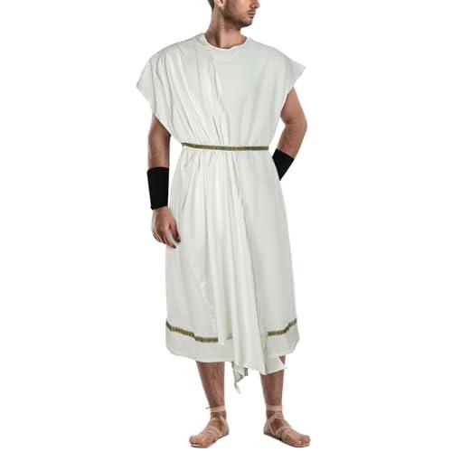 NEKIFUI Men's Toga Costume Adult Greek God Roman Party Accessories Set(Z3744WH,L) XXL