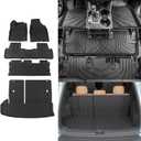 Rongtaod Floor Mat Compatible with 2014-2019 Toyota Highlander Trunk Mat Cargo Mat Cargo Liner Back Seat Cover Protector Floor Liner 2019 Highlander Accessories (Trunk Mat with Backrest Mat+Floor Mat)