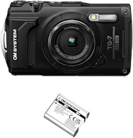 OM SYSTEM OLYMPUS Tough TG-7 Black Underwater Camera, Waterproof, Freeze Proof, High Resolution Bright, 4K Video 44x Macro Shooting (Successor Olympus TG-6) with Li-92B Rechargeable Battery (Silver)