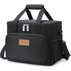 Lifewit Medium Lunch Bag Insulated Lunch Box Soft Cooler Cooling Tote for Adult Men Women, Black 12-Can (9L)