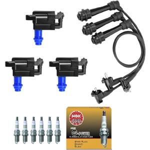 UF228 Ignition Coil Pack & NGK G-Power Platinum Spark Plug + Wire Set Compatible with Lexus IS300 GS300 Toyota Supra L6 3.0 1998 2001 2002 2003 2004 2005 98 01 02 03 04 05