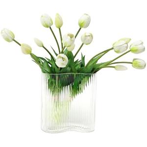 Prakilom Artificial Tulips Flowers (15pcs, White), Real Touch Latex Bouquet for Home, Wedding, Table Centerpiece and Party Events Decoration, DIY Fake Floral Arrangements (Vase not Included)