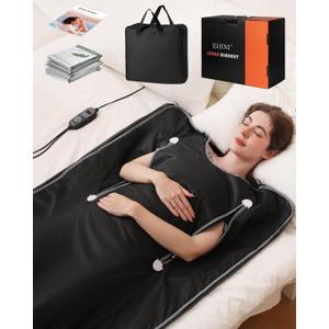 Infrared Sauna Blanket-Sauna Blanket for Home Use, Portable Design for Relaxation and Detoxification Highest 176, 20-60 Minutes Timer, 6 ft x 2.65 ftDarkness (Deep Black)