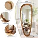 EOGOW Asymmetrical Mirror,60" x 22" Unique Irregular Mirror Wall-Mounted Decor for Living Room Bathroom Bedroom Vanity Entryway Hallway(Natural Wooden)