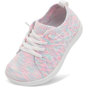 JOINFREE Toddler Shoes Girls Boys Wide Barefoot Shoes Minimalist Walking Sneakers Zero Drop Slip on Tennis Shoe Breathable Naturally Flexible (Colorwihtepink)