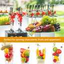 Zezzxu 50 Sets 5 oz Plastic Charcuterie Cups with 100 Sticks, Square Appetizer Cups with Cocktail Picks Mini Party Serving Cups for Fruit, Snack, Dessert