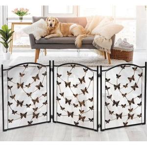 Freestanding Metal Folding Pet Gate, Portable 3 Panels for Dog & Cat Security, Foldable Enclosure Gates for Puppies, Indoor & Outdoor Safety for Pets |  24"W x 24"H