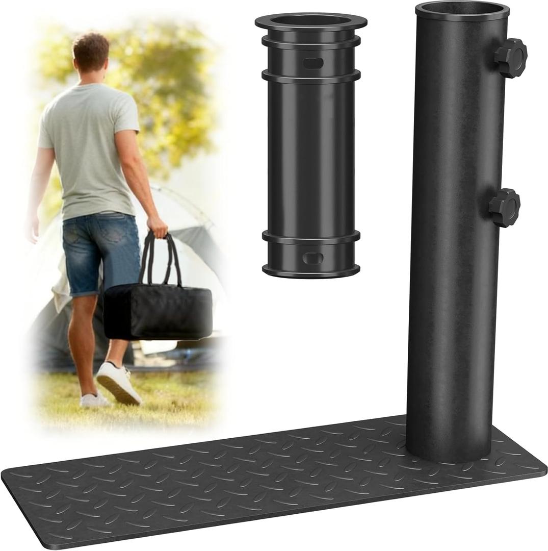 Heavy Duty Flag Pole Tire Mount Holder, Portable Wheel Base for RV, SUV & Truck, Camping & Tailgating, Fits Up to 2-3/8" Poles, Stable Base for Flagpole, Antenna Mast and Satellite Pole Setup (Black)
