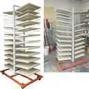 50 Shelves Heavy duty Paint Drying Rack with 4 Locking Casters, Anti-Slip Shelves, 2.1" Shelf Spacing, Space- Saving, 25lbs Shelf Capacity Per Level, Cabinet Drying Rack for Full-Size Doors &Cabinet