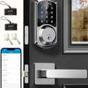 Veise VE06-L Smart Locks with 2 Lever Handle Set, App Control, Keyless Entry Deadbolt for Front Door, Electronic Digital Touchscreen Keypad, Auto Lock, Waterproof, Easy Installation, Satin Nickel