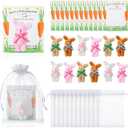 Simgoing 36 Pcs/12 Set Easter Bunny Pocket Hug Gift for Kids 2.4 Inch Mini Plush Rabbit with Positive Card and Organza Bag Soft Small Bunny Stuffed Animal for Easter Basket Stuffing Favors