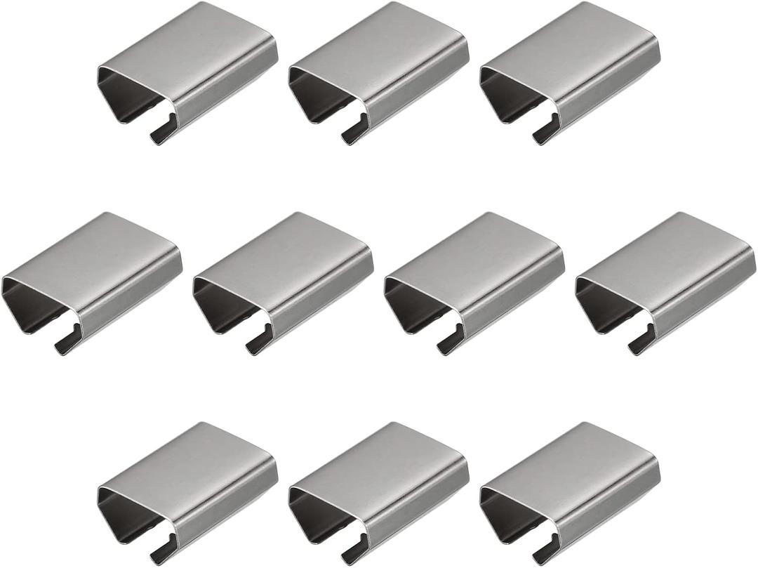 uxcell Fold Over Crimp End Caps, 50Pcs 20 x 16mm Ribbon End Clasp Tips Clamp Cord Ends for Jewelry DIY Craft Making, White Nickel