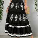 SOFIA'S CHOICE Western Boho Maxi Skirt for Women High Waisted Tiered A Line Flowy Long Skirts Beach Vacation (Black, M)