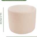 Round Ottoman Foot Stool, Boucle Small Pouf for Couch, Foam Filled Modern Foot Rest with Lightweight - Applicable to Living Room & Dorm & Outdoor, Beige