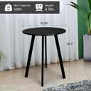 Meluvici Outdoor Side Table, Weather Resistant Patio Small Side Table Outdoor Indoor Round Metal Steel Small Table, Waterproof End Table for Garden Balcony Yard, Black, 15.76"x19.7"