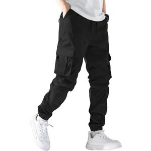 Mens Cargo Joggers Stretch Casual Sweatpants Elastic Waist Drawstring Tapered Pants for Men Hiking Pants with 5 Pockets XL