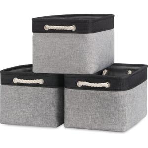 Bidtakay Fabric Storage Bins [3-Pack] Large Baskets for Organizing 15 X 11 X 9.5 Inches Decorative Bins for Shelves Closet Storage Bin Linen Closet Organizers Home(Black&Grey)