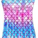 Domusgo Gymnastics Leotards for Girls Sparkly One Piece Sleeveless Tumbling Unitards (140)