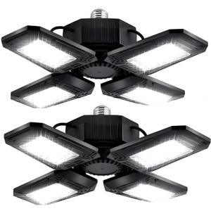 LED Garage Lights with Motion Sensor - 12000 Lumen 6500K Daylight 120W, Four Leaf Garage Organization Ceiling Lighting, Pack of 2